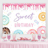 Regenbogen Donuts Glücklich Süss Geburtstag Party Hintergrund